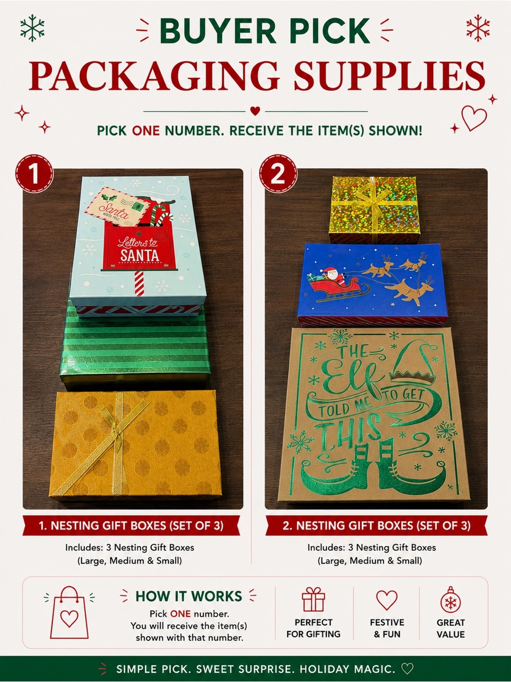 Buyer Pick: Holiday Nesting Gift Boxes Set of 3 - Festive Green, Gold, Blue
